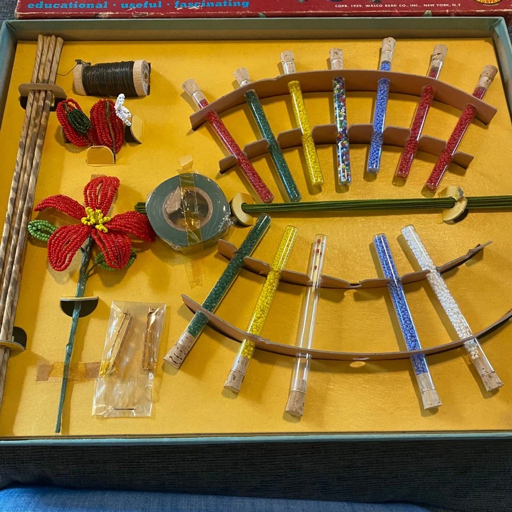 Walco Bead-a-Bouquet Flower Craft Kit 1959 Vintage 4811 Opened and Some Used